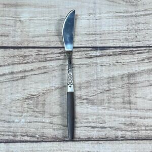 Vtg INTERPUR Stainless Steel Japan Silverware Flatware7"Butter Knife Wood Handle